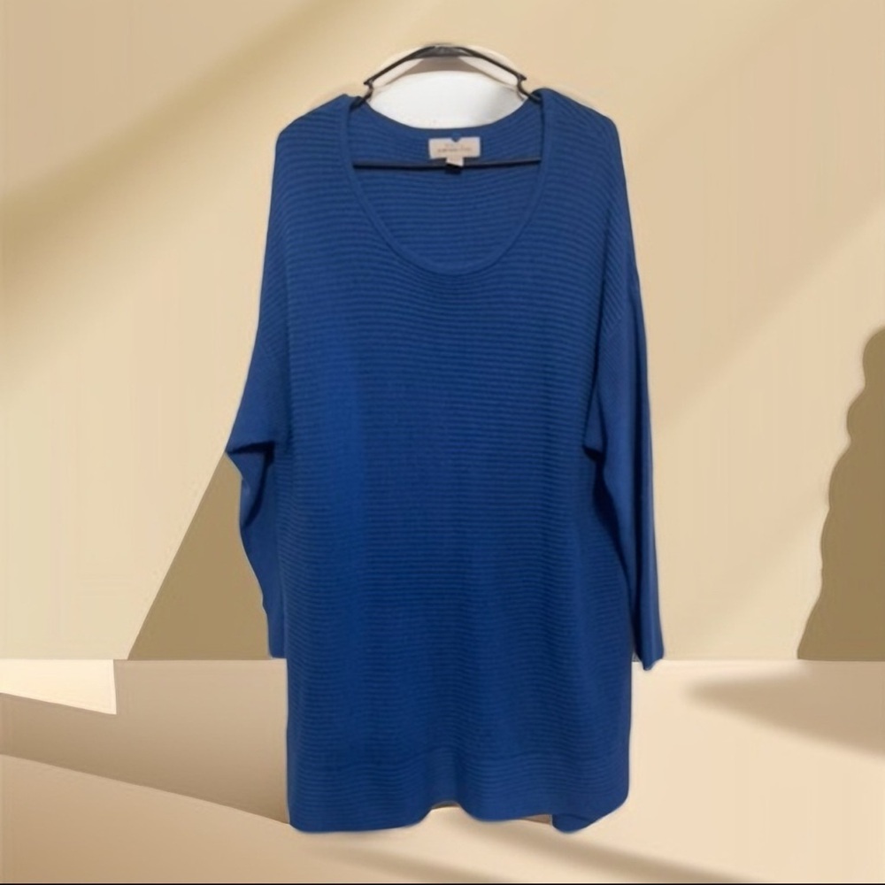 Elegant Women's Blue Scoop Neck Sweater